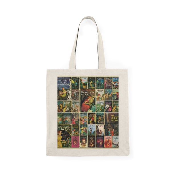Sac fourre-tout naturel Nancy Drew avec couverture de livre Tote bag Bookish Nostalgia