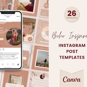 Instagram Post Boho | Canva Templates | Small Business Instagram | Boho Instagram Post Templates | Minimalistic Templates | Social Media