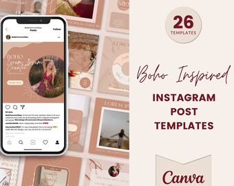 Instagram Post Boho | Canva Templates | Small Business Instagram | Boho Instagram Post Templates | Minimalistic Templates | Social Media
