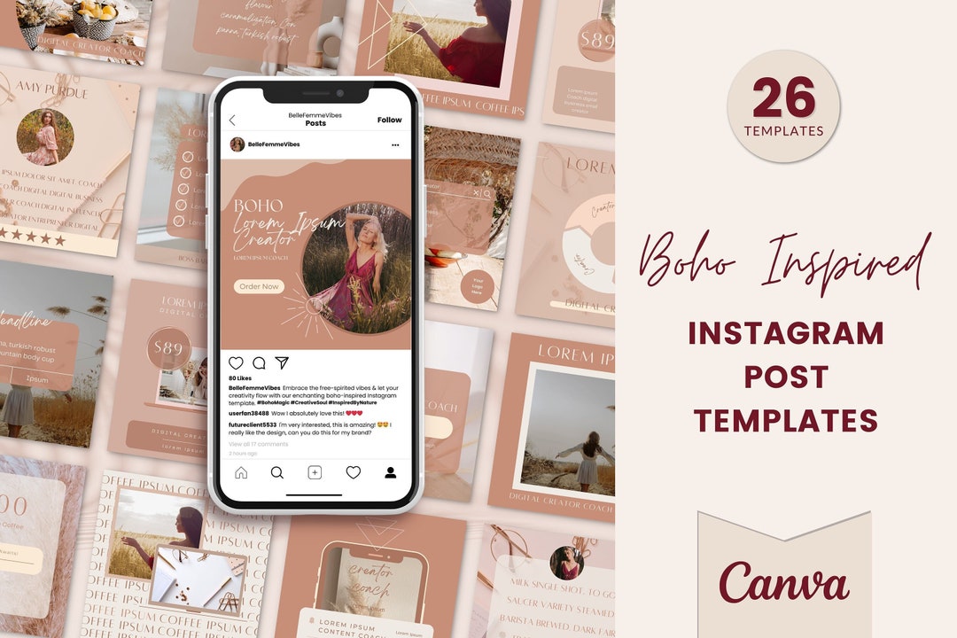 Instagram Post Boho | Canva Templates | Small Business Instagram | Boho ...