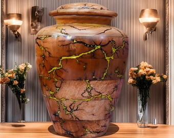 Lichtenberg Cremation Urn: Handmade Mango Wood Ash Urn