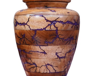 Handcrafted Mango Wood Cremation Urn: Secure Lid, Personalized Memorial