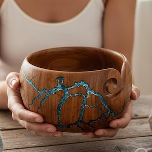 Handcrafted Rosewood Yarn Bowl: Knitting Crochet Organizer