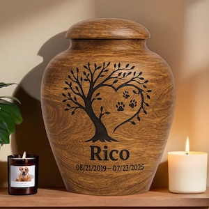 Urne personnalisée pour animaux de compagnie pour cendre, récipient commémoratif en bois, boîte hommage fabriquée à la main, souvenir unique