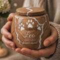 Custom Wooden Pet Urn, Engraved Paw Prints Memorial, Personalized Cremation Ash Urn, Pet Loss Gifts product logo
