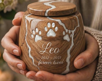 Urna de madeira personalizada para animais de estimação, memorial com pegadas gravadas, urna para cinzas de cremação personalizada, presentes para quem perdeu um animal de estimação.