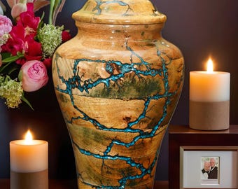 Handmade Mango Wood Cremation Urn: Memorial Ash Box