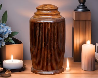 Handmade Mango Wood Cremation Urn: Adult Ash Memorial (250 Cubic Inches)