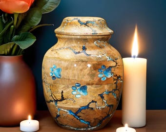 Handmade Wooden Pet Urn: Personalized Cremation Urn with Paw Prints