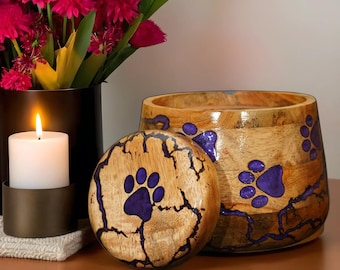 Handmade Wooden Pet Urn: Personalized Dog Cat Ashes Casket