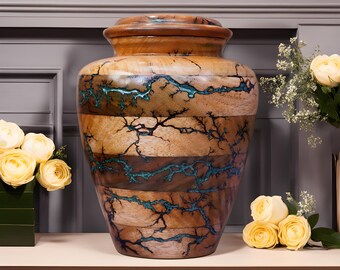 Handmade Indian Mango Wood Cremation Urn: Adult Ash Urn