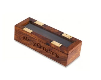 Handmade Wooden Domino Set – Rosewood or Sheesham, Personalized Gift Box