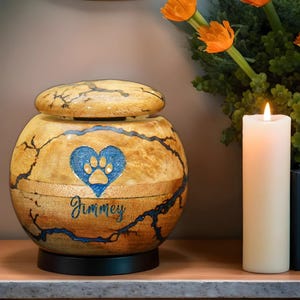 Urne funéraire personnalisée pour animal de compagnie : cendrier en bois fait main