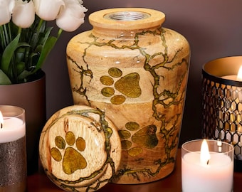 Handmade Turned Wood Pet Urn: Personalized Dog/Cat Ashes Memorial