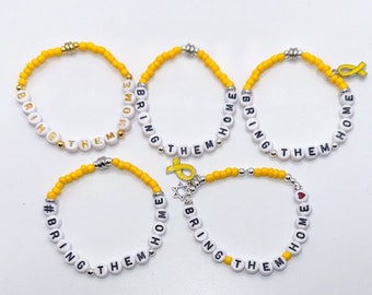 Bring Them Home Bracelets - Hostage Return Support, #BringThemHome, Stand With Israel, Am Yisrael Chai, Yellow Ribbon Bracelet