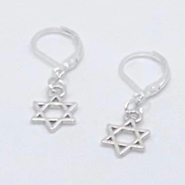 Sterling Silver Plated Dangle Star of David Earrings, Symbol of Faith, Judaism, Stand With Israel, Dainty Star Of David, Hanukkah Gift