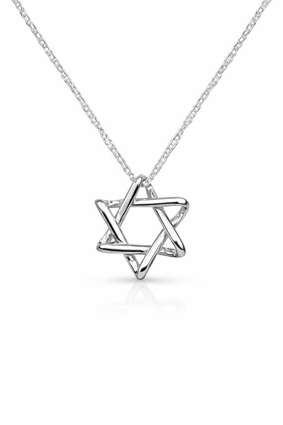 Sterling Silver Star of David Necklace, Magen David Pendant