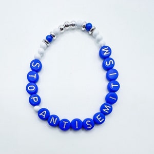 Pulsera contra el antisemitismo, apoyo al pueblo judío, apoyo a Israel, unidad contra el odio, Am Yisrael Chai, cuentas con letras de resina