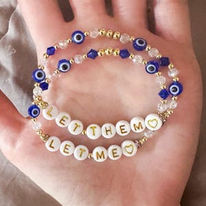 Let Them / Let Me Evil Eye Bracelet Set – Kristall & 18K Gold Filled, Evil Eye-Schutz, Inspiriert von Mel Robbins Let Them Theory Book
