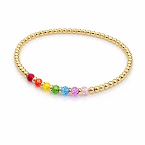 Rainbow Crystal Pride Bracelet: 18K Gold Filled LGBTQ+ Jewelry