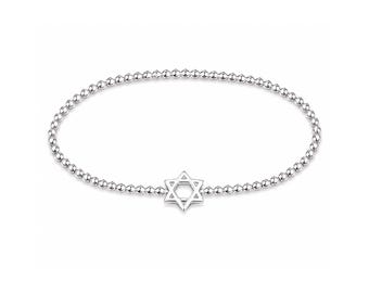 Sterling Silber Davidstern Armband, minimalistischer jüdischer Schmuck