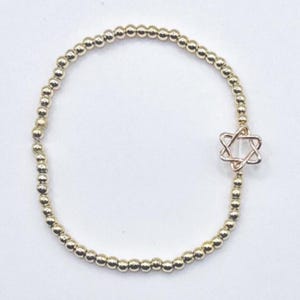 ダビデの星ブレスレット（金張りまたはスターリングシルバーメッキ）、ユダヤ教の星ブレスレット、マゲン・ダビデ、ユダヤ教の女性向けジュエリーギフト、バット・ミツワー
