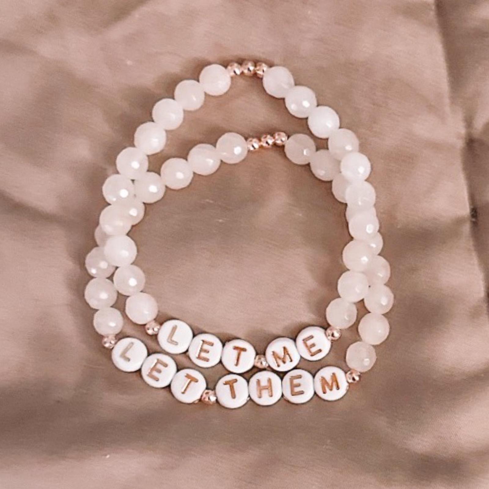 Let Them Let Me Bracelet Set – Rose Quartz Beaded Bracelets With
