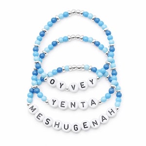 Jiddische humor set kralenarmbanden: Oy Vey, Yenta, Meshugena - Joodse sieraden