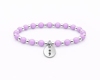 Semicolon Bracelet: Stainless Steel, Mental Health Awareness