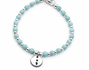 Semicolon Bracelet | Mental Health Awareness Jewelry Gift | Suicide Prevention Support Bracelet