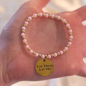 Let Them / Let Me Armband Inspiriert von Mel Robbins Let Thery Theory Book, Gold gefülltes Perlenarmband, Inspirationsarmband, gute Energie