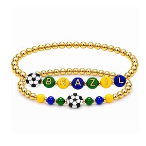 Brasilien VM 18K Guldfyllt Armband med Fotboll | Brasil Fotbollsmycken