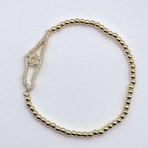 Bracelet en perles de carte d'Israël avec zircons cubiques, or 18 carats, bijoux Judaica élégants pour femme, Magen David, étoile de David, étoile juive