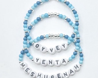 イディッシュユーモアビーズブレスレットセット：Oy Vey、Yenta、Meshugena - ユダヤジュエリー