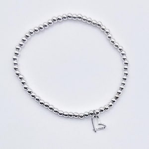 Sterling Silver Floating Heart Stretch Bracelet, Minimalist Jewelry, Heart Bracelet, Timeless 925 Heart Bracelet, Hanukkah & Christmas Gift