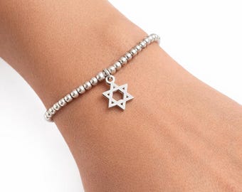 Pulsera Estrella de David de Plata de Ley • Joyería Judía • Regalo para Bat Mitzvá • Joyería Judaica