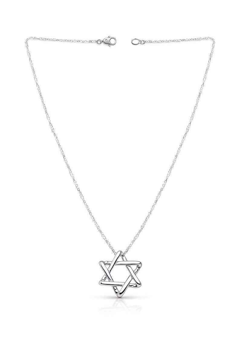 Collar con colgante de la Estrella de David en plata de ley imagen 2