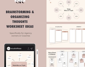 Brainstorm + Organising Thoughts Worksheet - Canva Templates for Agency Owners and Coaches -  Editable | Templates | Canva Template