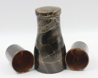 Copper Water Bottle Gift Set: Flask & Tumblers, Onam Present