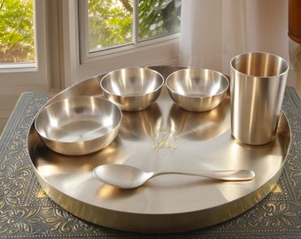 Kansa Thaliセット、ブロンズThaliセット、食器セット、ブロンズ