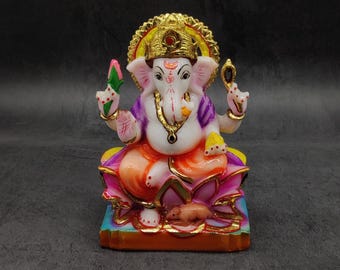 6 inch Marble Ganesh Idol, Handmade Marble Ganesh Idol, Ganapathi Idol, Ganesh Chaturthi, Celebrate Ganesh Festival by Proudly India