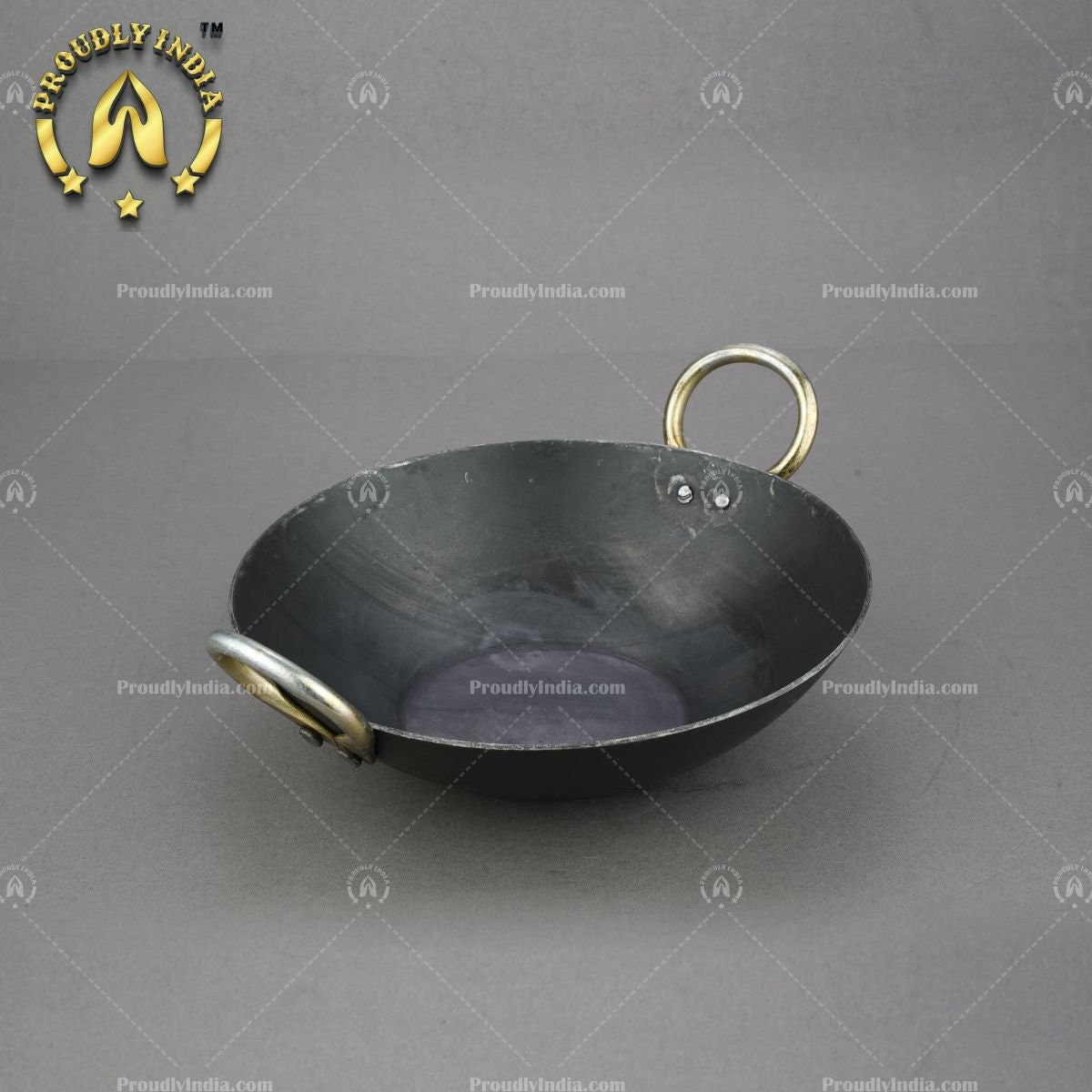 KITCHEN SHOPEE KITCHEN SHOPEE Traditional Iron Fry Kadhai/Pan, Handmade  Loha/Lokhand/Lokhandi Kitchen Kadai Fry Pan for Cooking with Golden Rings,  8