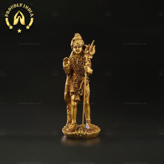 Gold Plated Brass Shiva Bholenath Mahadev Openable Damru with Panchmukhi Rudraksh Hindu God Rope Chain Pendant Locket Necklace Temple Jeweller並行輸入 6.2-inch Brass Lord Shiva Statue:bholenath Sculpture With Shiv