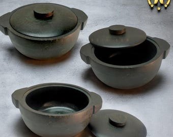 Tarro de piedra, Tarro de esteatita de 1,5 L para cuajada, Tarro de piedra con tapa, Tarro para yogur, Tarro para dahi, Tarro de piedra antiguo, Tarro para yogur