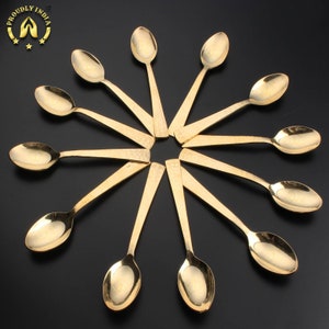 Cutlery Set, Gold Cutlery Set, 12-PieceModern Cutlery Set, Artisan Flatware, Tableware Set, Brass Spoon, Flatware Set, Dining Utensil Set