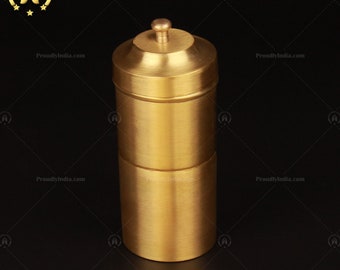 1-2 Cup Matt Brass Metal Coffee Reusable Filter, Traditional South Indian Kumbakonam Kapi Filter, Drip Decoction Maker,Size 0 (Brews 125 ml)