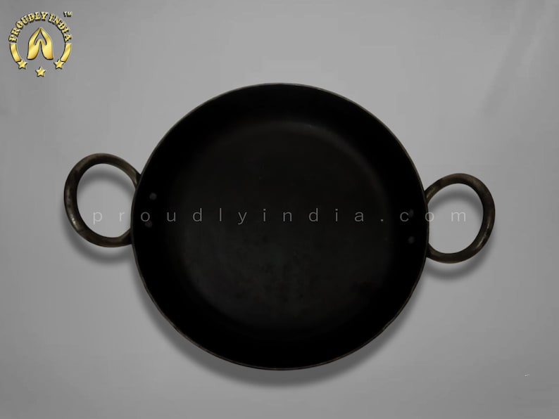 Iron Flat Bottom Bombay Kadai, Traditional Iron Kadhai Deep Bottom