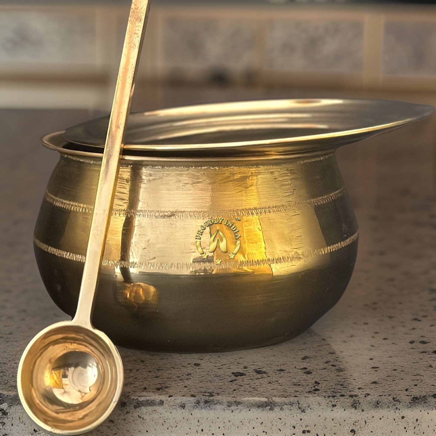 Paruppu Uruli 4L, Bronze Cookware Set with Free Lid & Ladle Pongal Festival Pot, Bronze Vessels Online, Pongal Festival Gifting