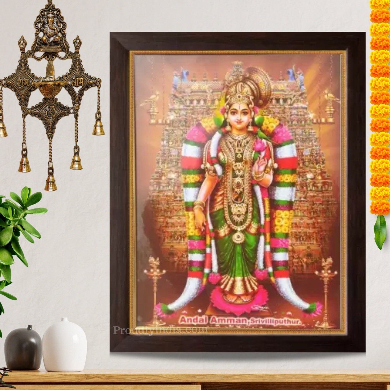 7 Hills Store Foto Di Varahi Amman Devi In Cornice Di Legno Marrone (15,2 X 20,3 Cm) Con Gancio Da Parete – Per Altare Puja O Decorazione