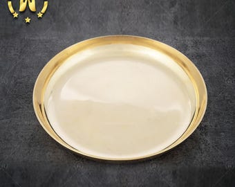 Vengala Thattu de 11 pulgadas, Thali Kansa puro, Thali de bronce, Plato para servir, Platos llanos, Thali llano, Pedido de Thali en línea